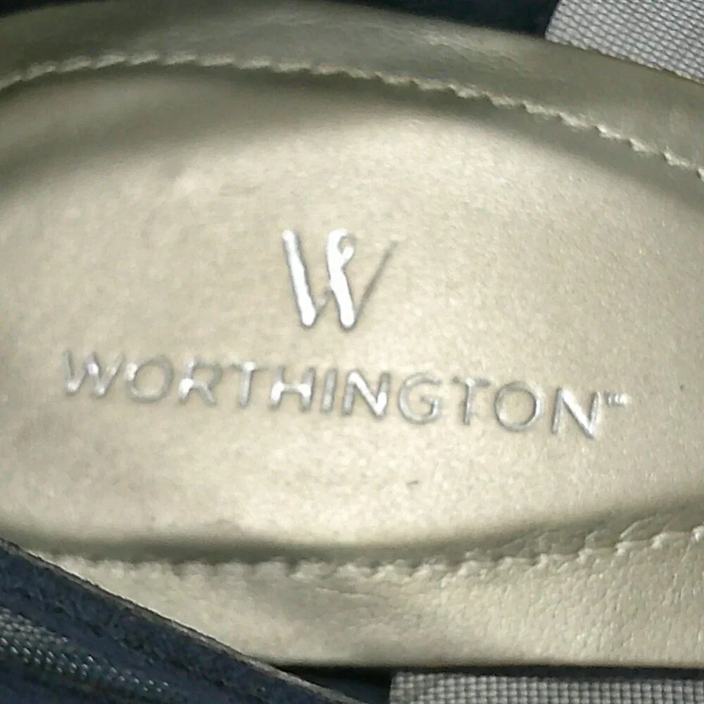 Worthington Retro Pin-up Style Blue Suede Mesh T-Strap Heels Size 6